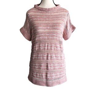BELLINA, MADE IN ITALY, BEAUTIFUL PASTEL PINK KNIT TEXTURED TOP, SZ. M